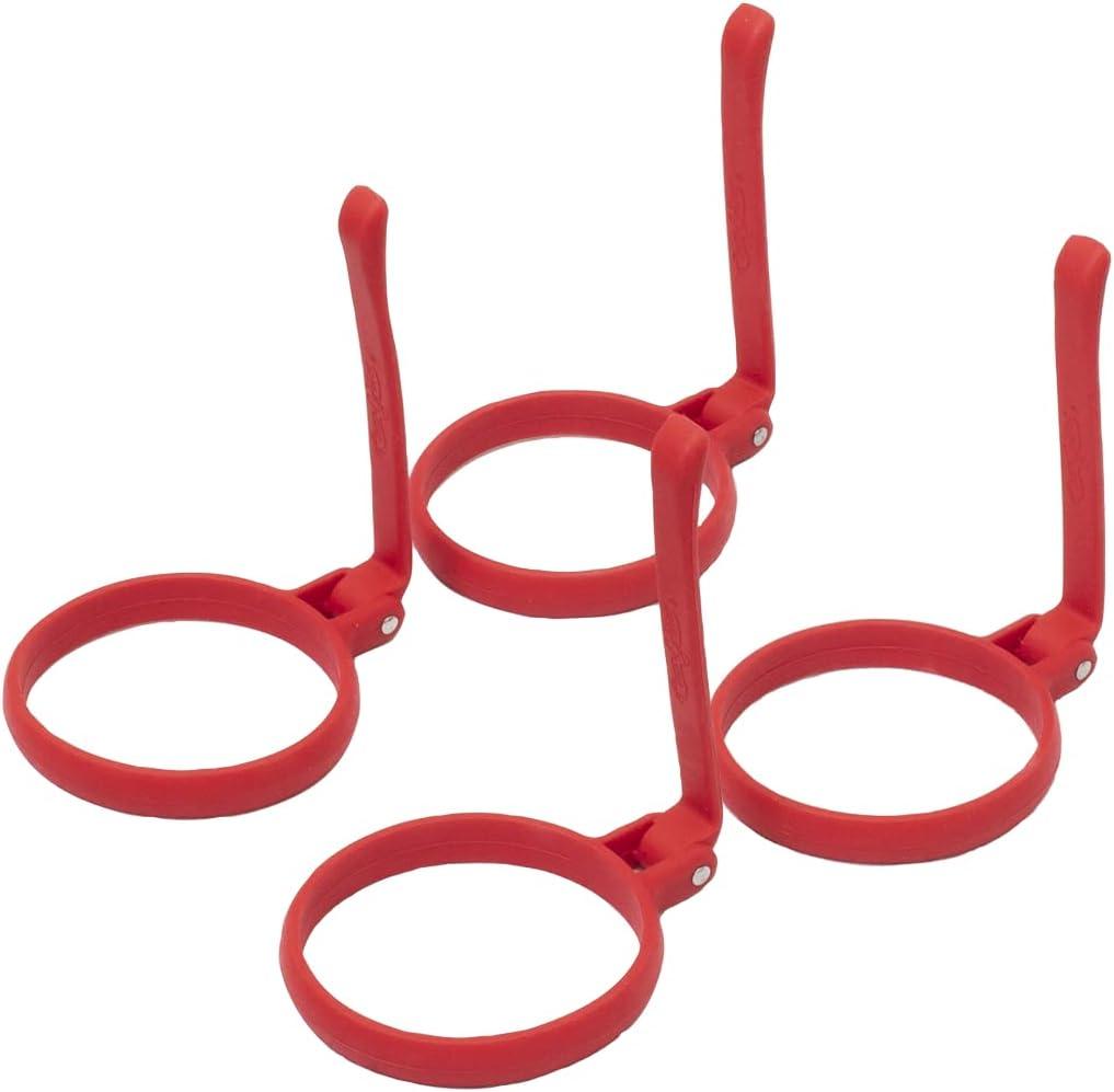 Char-Griller 8953 Flat Iron Griddle Egg Ring Outdoor Kitchen Accessory, 4-Pack
