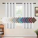 H.VERSAILTEX Linen Blackout Curtain 54 Inches Long for Bedroom/Living Room Thermal Insulated Grommet Linen Curtain Drapes Primitive Textured Burlap Effect Window Drapes 1 Panel - Heather Pure White