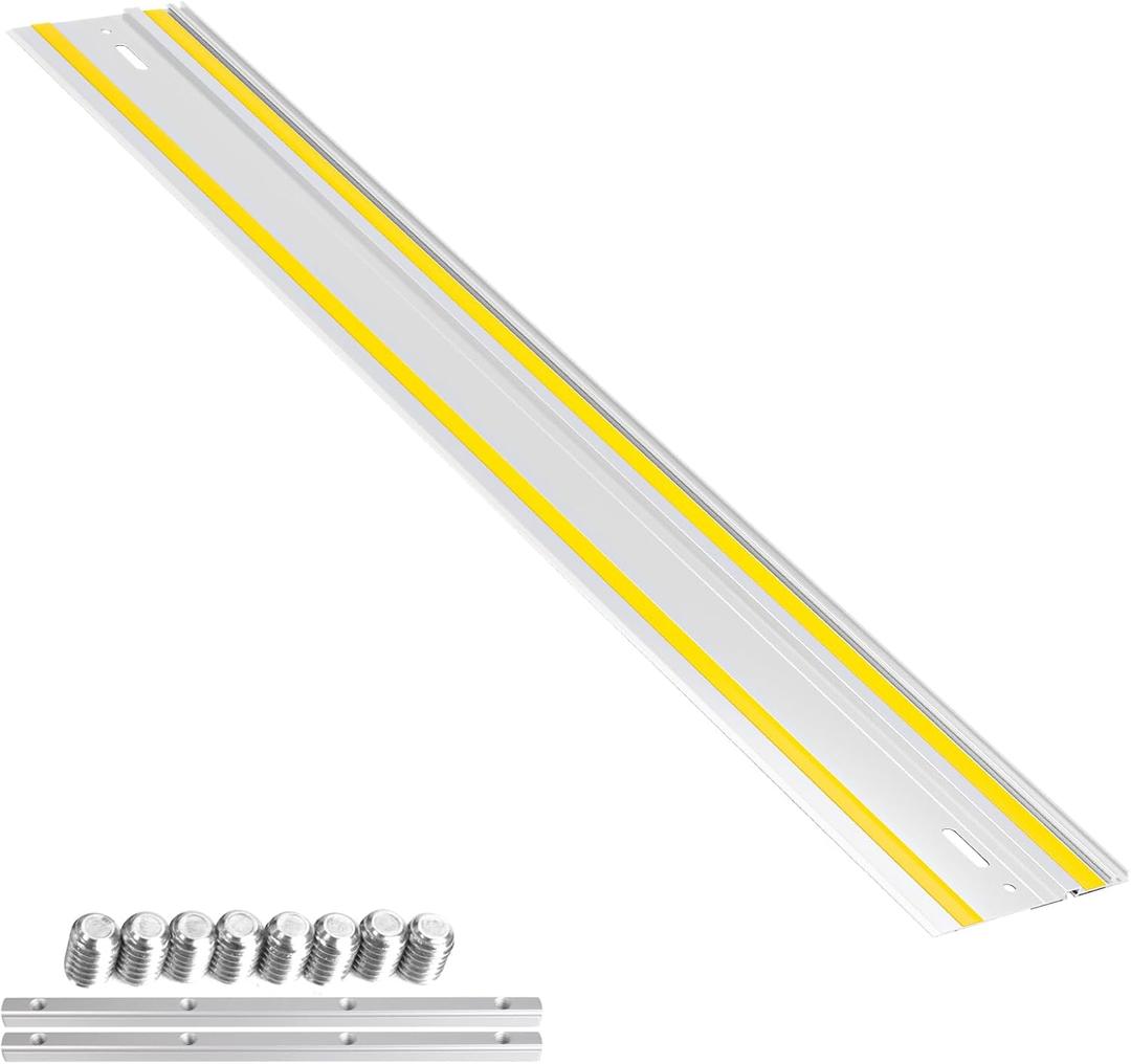 55in Track Saw Guide Rail for festool Track Saw, High-Strength Aluminum Alloy Rail with 2 Connectors & Anti-Slip Strip, Perfect for festool Track Saw and Woodworking Longer Cuts