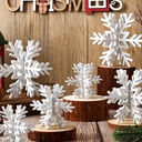 Bucherry 12 Pcs Wooden Snowflake Table Decor 3D Snowflake Tabletop Signs and Centerpiece for Christmas Xmas Winter Wonderland Decorations Home Party(White)