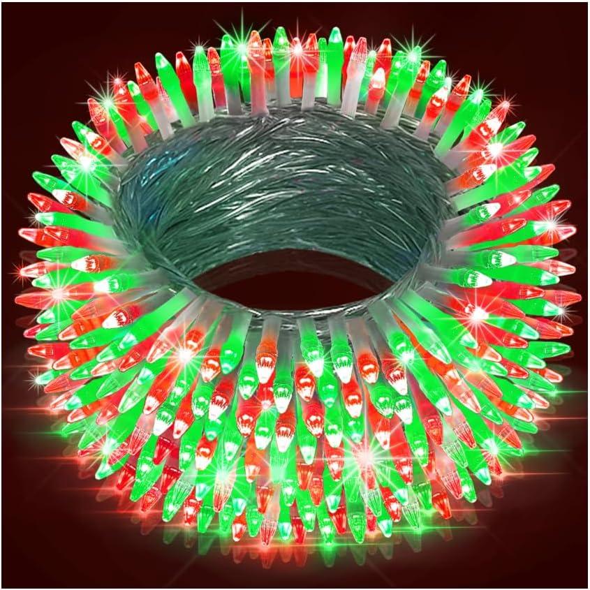 350LED Christmas Lights Indoor Outdoor, 90ft 12 Modes Red & Green LED String Lights with Timer Dimmable, Waterproof Christmas Tree Lights for Xmas Patio Yard Fence Balcony Garden Party Decor Red&Green