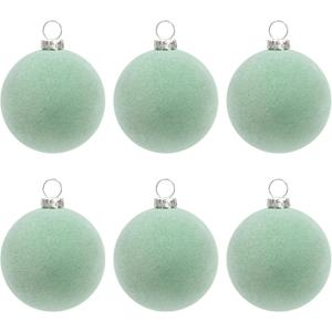 KI Store Mint Velvet Ball Ornaments 6pcs 2.36-Inch for Party Christmas Tree Baby Shower First Christmas Decorations