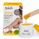 Nad's 100% Natural Sugar Wax Kit, Vegan, Hypoallergenic, No-heat Formula Waxing Sugar Paste, Includes 6 Wooden Spatulas, 10 Reusable 100% Cotton Strips, 1 Pre-wax Cleansing Soap & Sugar Wax 6oz