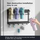 Abiglifty Water Bottle Organizer Holder, Magnetic Stanley Cup Rack with 5 Hooks 30/40 oz,No Drill Strong Magnetic and Wall Mount Tumbler Holder Organizer for Fridge,Black