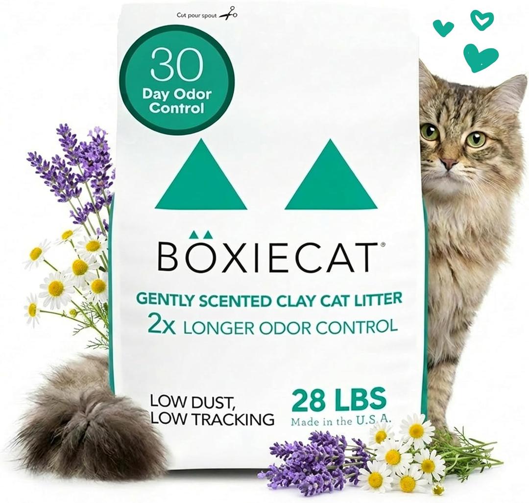Boxiecat Gently Scented Premium Clumping Clay Cat Litter, 28-Pounds
