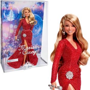Barbie Signature Doll, Mariah Carey Holiday Collectible in Red Glitter Gown with Silvery Accessories