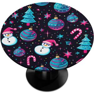 Pardick Round Tablecloth Snowman Winter Elastic Edge Design Tablecover Waterproof Wipeable Tablecloths Fits Table up 45-56 Inches Diameter (Christmas-21)