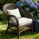 Outdoor Wicker Cushion, Set 19 x 19 x 5 Inch Seat Patio Cushions Round Corner Chair Pads Premium Comfortable Thick Fiber Fill Tufted Cushion,2 Pack, Beige