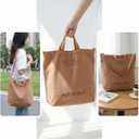 2 x Canvas Tote Bag for Women: Large Capacity Shoulder Bags for Work, Travel, Casual, Message Bag, Tote, Purse, Handbags (Brown)