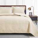 Love's cabin Quilts for Queen Bed Beige Bedspreads Bedding Set - Summer Lightweight Bedspread Comforter - Coin Pattern Bedding Coverlet for All Season - 3 Pieces (1 Quilt, 2 Pillow Shams)