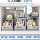 Under Sink Organizer Upgrade To Professional Rails,2-Tier Dual Pull Out Cabinet Storage,Height Adjustable Slide Out Drawers For Bathroom Kitchen,2 Pack-14.5"Dx12.8"-16.9"H,Gun Gray