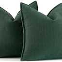 MIULEE Pack of 2 Green Decorative Pillow Covers 20x20 Inch Soft Chenille Luxurious Couch Throw Pillows Farmhouse Cushion Covers with Elegant Design for Sofa Bedroom Living Room Home Decor