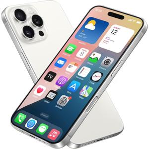 Dummy Fake Phone Model, Looks Like The Real Phone Compatible with Phone 16 PM, for Cell Phone Store Display or Send a Toy Phone for Kids (16ProMax, White Titanium, The Screen is Printed with Patterns)