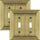 Dyekou Metal Wall Plate for Electrical Outlets, Decorative Antique Brass Switch Plates Outlet Cover, Light Switch Cover Plate, 2-Gang Wall Plates (Double Toggle, 2 Pack)