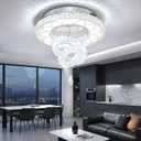Flashing God Dia 20" Crystal Chandelier Crystal Silver Ceiling Light Fixtures LED Flush Mount Ceiling Light for Living Room Bedrooms Dining Room Dimmable 2700k 4500k 6000k