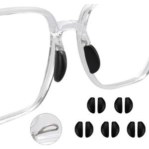 Anti-Slip Slip on Glasses Nose pad 5Pairs, Soft Silicone Eyeglass Replacement Cover pad, Nose Pieces Frame Cover for Glasses Sunglasses(Black)
