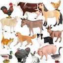 15pcs Farm Animal Toys for 3 4 5 6 7 Years Old Toddlers Girls Boys, Plastic Toy Farm Animal Figurines Playset with Cow Horse Dog Cat and etc, Educational Learning Toys & Birthday Easter Gifts