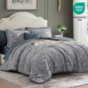 MaiRve King Comforter Set Navy Blue, Crinkle Textured Design Bedding Set 7 Pieces Bed in A Bag, All Season Farmhouse Comforter Set with Sheets, Pillowcases & Shams