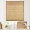 No Drill Cordless Bamboo Roman Shades, Light Filtering Woven Natural Bamboo Window Covering, Easy Install Roman Style Shade, for Window Size 23" W  64" H - Carbonized