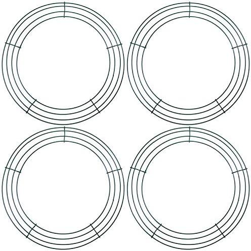 URATOT 4 Pack 12 Inch Metal Wreath Frame Christmas Dark Green Wire Wreath Ring Round for Christmas Wedding Holidays Valentines Garden Home Party Decorations