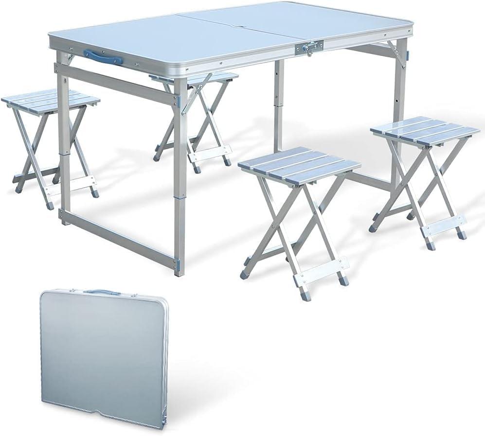 Folding Picnic Table, Aluminum Foldable Table, Standard, 48"D x 23.6"W x 27.5"H