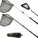 ZENFUN 2 Pack Fishing Net with Telescopic Pole Handle, Fish Landing Net with Sturdy Collapsible Handle, Folding Nylon Mesh Landing Net for Saltwater and Freshwater, Extend to 51 in(Black, White)