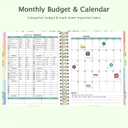 2 x Ospelelf Budget Planner - Monthly Budget Book with Expense Tracker Notebook, Undated 12 Month Bill Organizer & Finance Planner, A4 Account Book with 12 Index Pockets, Zipper Pouch, Stickers(Green)