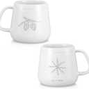 2 Pcs Winter Snowflake White Christmas Tree Mug Minimalist Winter White Mugs for Family Christmas Holiday Friends (Novel Style)