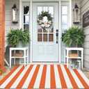 IOHOUZE Fall Door mat 4x6 Ft Orange White Striped Area Rug Washable Front Porch Rug Striped Door Mat Outside Entrance Entryway Doormat for Fall, Halloween, Thanksgiving Porch Decor
