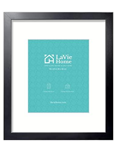 LaVie Home 16x20 Picture Frame Black Poster Frame,Display Pictures 11x14 with Mat or 16x20 Without Mat, Stable and Sturdy Frame and Polished Plexiglass, Horizontal and Vertical Format of The Walls