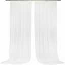 Ling's moment Wide White Sheer Curtains, Chiffon Wrinkle-Free Window Doorway Drapes Backdrop for Sliding Glass Doors Living Room Wedding Party Bedroom Farmhouse Arch Stage, 5ft x 10ft 2 Panels