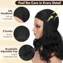 Yaki Straight Curly Headband Wig for Black Women 16 Inch Straight Top Curly Ends Head Band Wig, Heat Resistant Synthetic Wear & Go Glueless Wig with Adjustable Velcro Headband