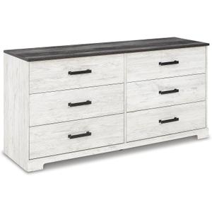 Signature Design by Ashley Shawburn Modern Farmhouse 6 Drawer Dresser, Two Tone White & Dark Gray
