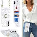 Lipvina for Samsung Galaxy A13 5G Case with Card Holder and Strap for Women, Crossbody Lanyard, RFID Blocking, Ring Stand, Snap Clasp, Cute Phone Wallet Cases 6.5 inch (White Leopard)