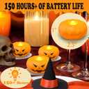 Orange Floating Candles, 150+ Hours Waterproof, Fall Decorations for Home - 24Packs Flameless Pumpkin Candle Water-Activated 2.3" Plastic Battery Operated Candle Christmas Indoor Outdoor Decor