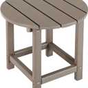 LZRS Round Adirondack Patio Side Table End Table, Outdoor Side Tables for Patio, Backyard,Pool, Indoor Companion, Easy Maintenance & Weather Resistant(Oak)