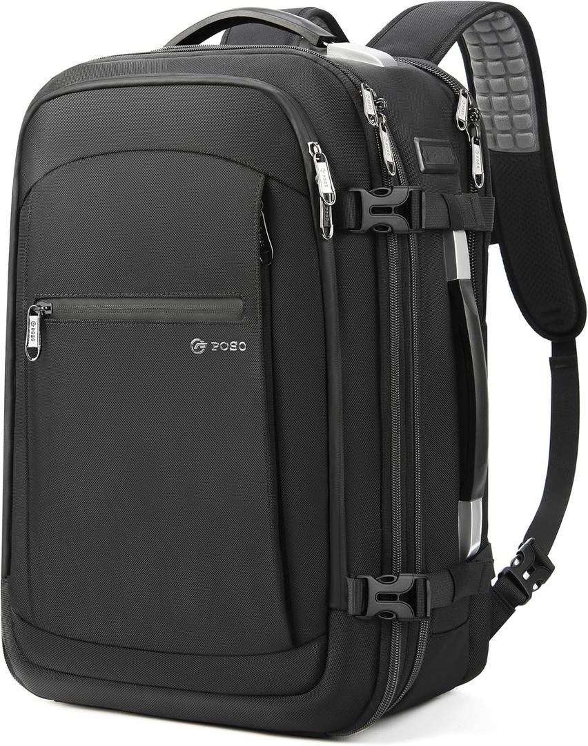 Travel Backpack for Men, Anti-Theft Laptop Backpack 60L Expandable, Carry on Bag for Airplanes, High Tech Backpack with Charging Port for Laptop/Travel/Business/College/Camping