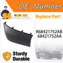 LEVANLIGHT Front Bumper Fascia Spat (Right Passenger side) Compatible with Jeep Grand Cherokee L 2021-2024 Durable ABS Plastic Direct-Fit Replaces# R68421752AB 68421752AA