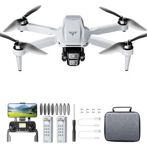 GPS Drone with Dual 4K UHD Cameras for Beginners, Adults & Kids, Brushless Motor, WiFi FPV, Under 249g, SD Card Slot (Card Not Included), 50-Min Flight, 2,625ft Range, Auto Return, 5G Transmission, Altitude Hold, Foldable  RC Quadcopter Gift