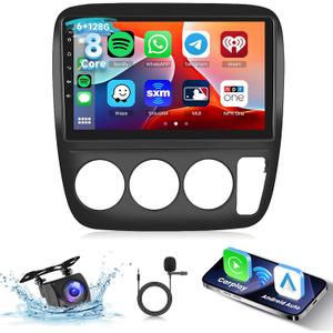 [6G+128G] 8-Core Car Radio for Honda CRV 1997-2001 Android Car Stereo with Bluetooth GPS,Hodozzy 9 Inch Touch Screen with Wireless Carplay Android Auto, WiFi USB,DSP,FM RDS