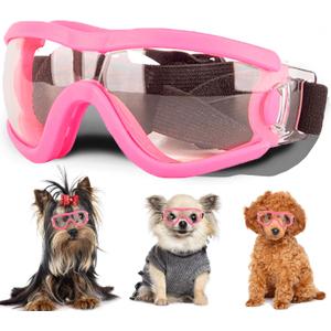 Small Dog Sunglasses with Adjustable Strap UV Protection, Winproof Puppy Sunglasses, Suitable for Dogs Eyes Protection，Soft Dog Goggles