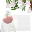 100 Pcs Fruit Protective Bags, 6"x9" Garden Netting White Fruit Bags for Fruit Trees, Bird Netting Deer Netting Mesh Bag Drawstring, Green Bags for Produce Mango Tree Apple Tree Plant Flower