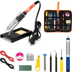 Soldering Iron Kit, 60W Upgraded Soldering Kits Adjustable Temperature Welding Tool Solder Irons Pen with On/Off Switch Use for Electrical Repairs (19-in-1)
