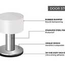 Door Stoppers with Extra Stickers, Self-Adhesive Door Stop with White Rubber & Stainless Steel Body - Sound Dampening Door Bumpers for Home & Office, Door stoppers for Bottom of Door (Medium-2.56inch)
