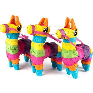 Set of 3 Mini Donkey Pinatas 4"x7" inches, Fiesta Party Decorations, Cinco de Mayo Pinata, Party Favors, Party Supplies and Centerpieces, Fiesta Decorations