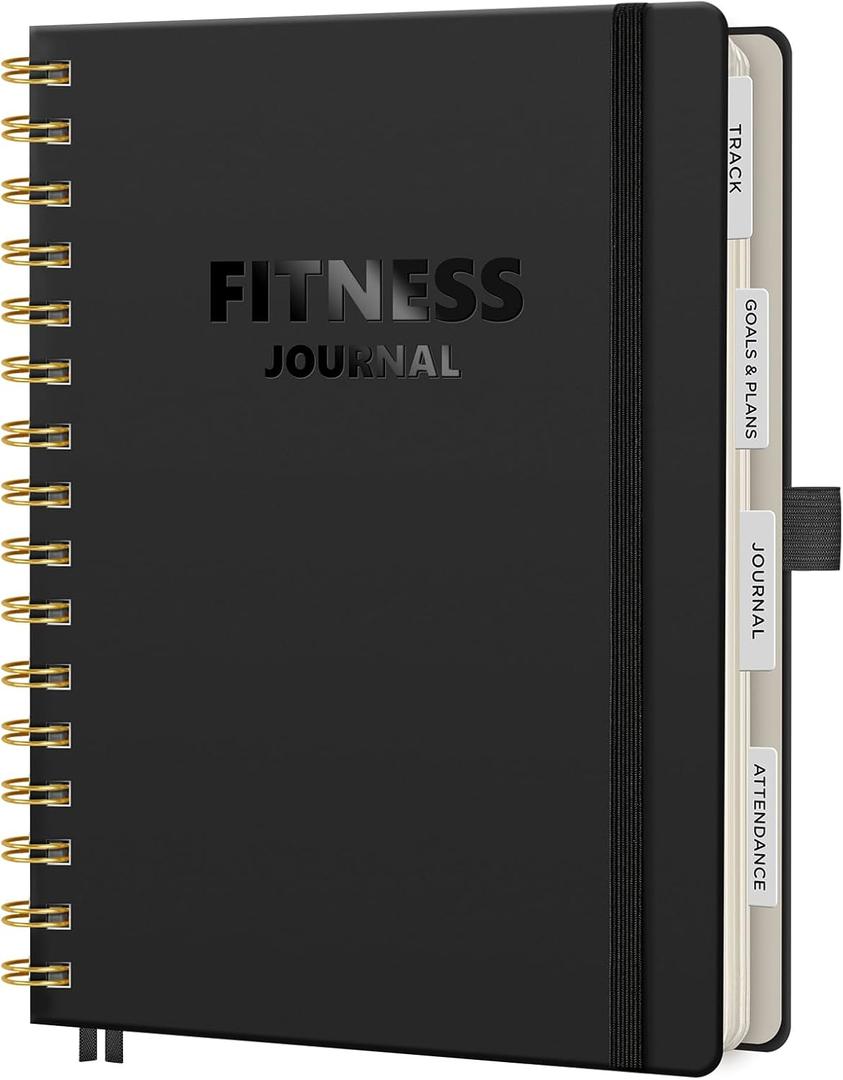 Workout Journal, Fitness Journal for Women & Men, A5 Workout Log Exercise, Fitness Trackers Plan Week With Goals, Calendar, Loss Weight Diet Training, Progress, Gym & Home Workouts (Black)