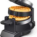 Classic Waffle Iron, Double Belgian Waffle Maker 180Flip, 1400W Waffle Iron 8 Slices, Rotating & Nonstick Plates with Removable Drip Tray, Cool Touch Handles, Stainless Steel (8 Slices)