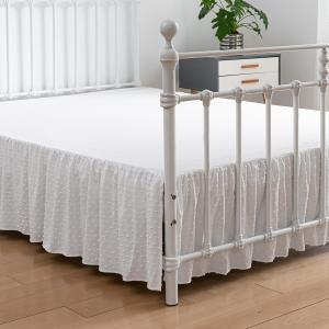 Tufted Dot Bed Skirt Queen Size,Ruffled Bed Skirt with Split Corners, Queen Bed Skirt 16 Inch Drop, Boho Queen Size Bed Skirt White for Ruffled Bed Skirt with Split Corners, Bed Skirt Queen Size