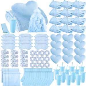 Fanfanwin 96 Pcs/ 12 Set Sleepover Party Supplies Slumber/ Spa Kit, Blue