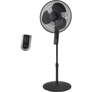 Lasko Oscillating Pedestal Fan, Thermostat, Adjustable Height, Remote Control, Timer, 4 Speeds, for Bedroom, Living Room, Office & Dorm, 16", Black, S16612